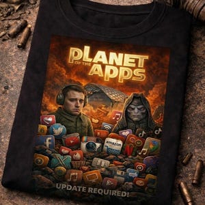 Planet of the Apps グラフィック T シャツ | アポカリプスのパロディ、ヴィンテージ映画ポスター風