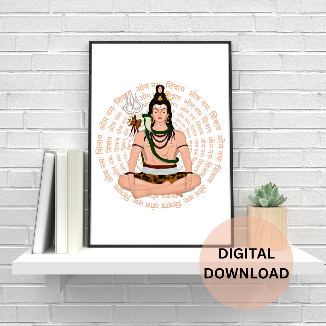 Lord Shiva Digital Wall Art Shiva Poster Hindu God Art - Etsy