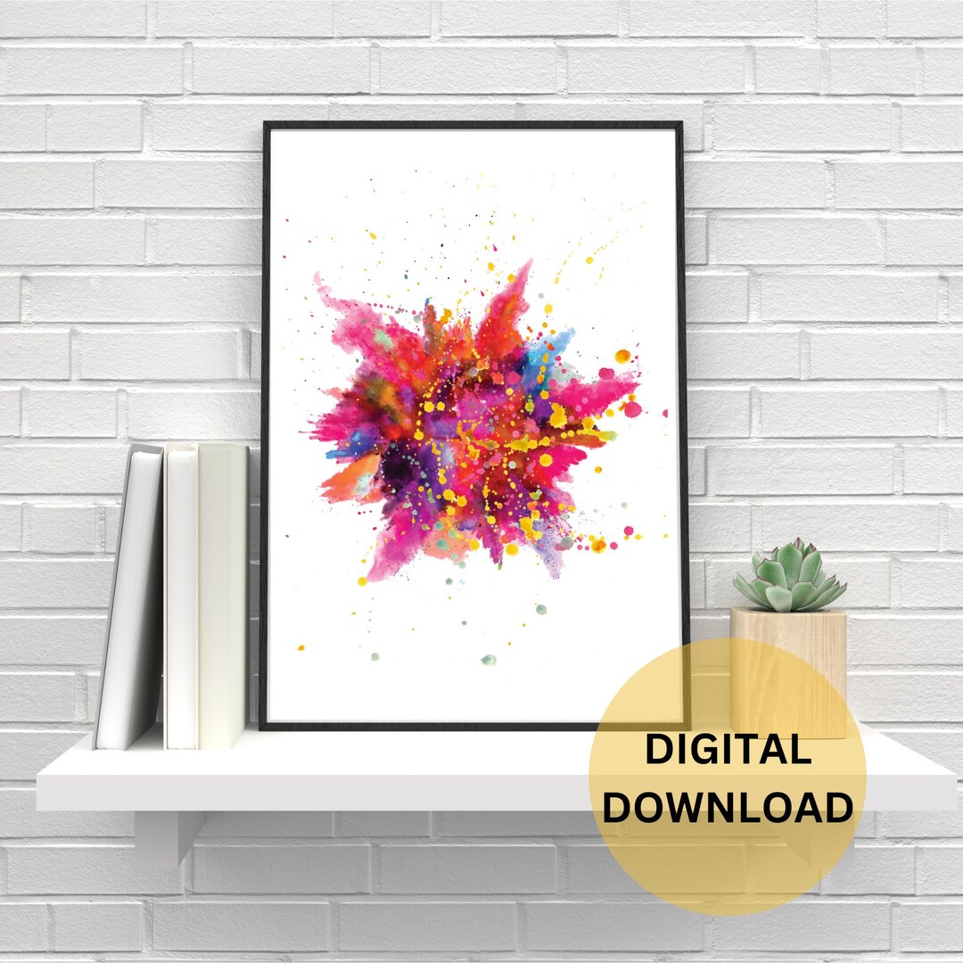 Color Splash Digital Wall Art Bright Colors Art Accent Your Etsy