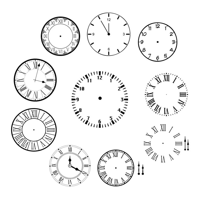 Clock Face SVG Bundle, Clock Svg, Clock Face Clipart Bundle Cut Files