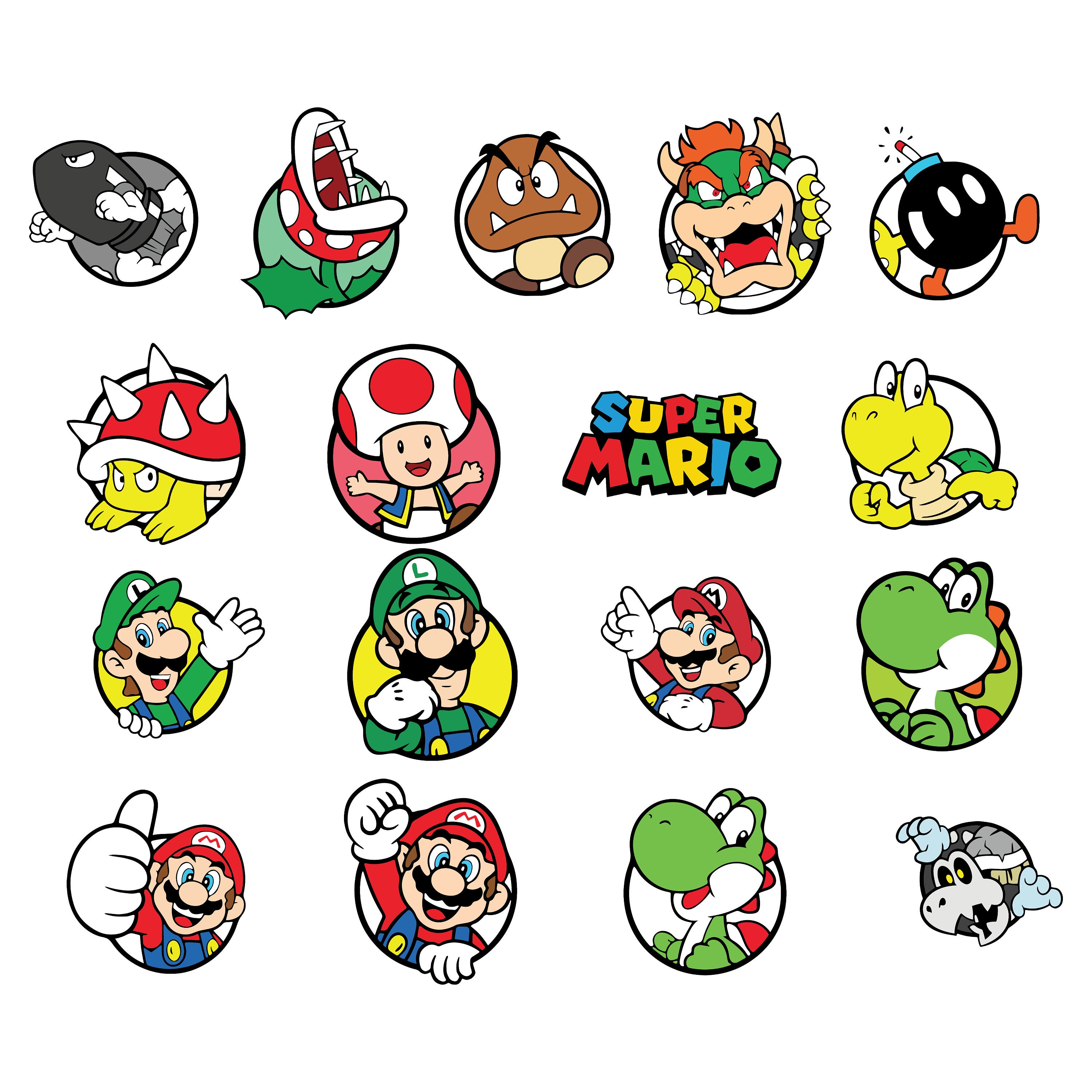 Super Mario Yoshi Luigi SVG - Free Download - Layered Mario Characters –  8SVG