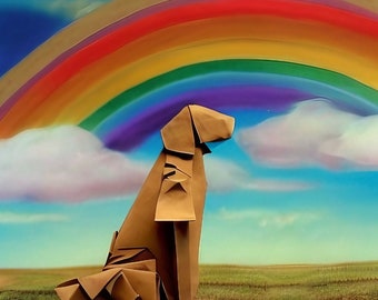Rainbow over Origami Dog