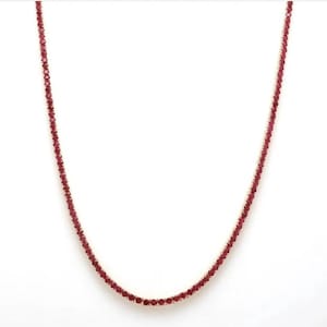 925 Silver Ruby tennis necklace, tennis choker chain, gold tennis necklace, everyday chain, layering chain, silver chain, delicate chain