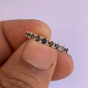 Green Sapphire Half Eternity Band sapphire ring band gift for her Solid Gold Ring - Green Gemstone Ring - Colorstone Jewelry - Gift for Her