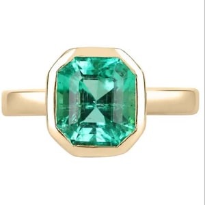 Brilliant 8 x 11 mm Lab Created Emerald Center Engagement Ring,Minimalist Style Anniversary Ring,Promise Ring For Female,14K Yellow Gold Ring