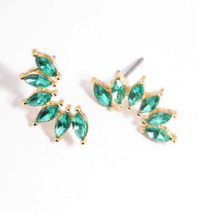 14K Gold Moss Agate Earring Threadless Push Pin Stud Dainty Fan Shape Cartilage Helix Natural stone Flat Back Earring 20g gift for her