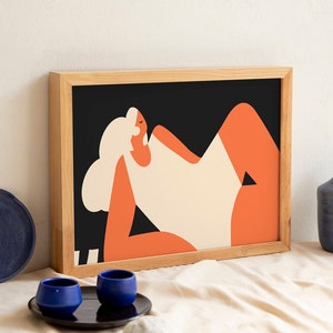 Abstract People Art, Mid Century Art, Minimalist Woman Silhouette Print, Living Room Wall Art, Wall Decor, Instant Download image 1