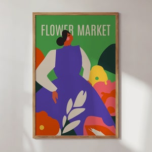 Blumenmarkt Print, botanische Wandkunst, digitaler Download