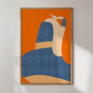 Impresión de mujer pelirroja, impresión de niña de pelo rojo, arte de pared ecléctico, impresión de pared de galería, descarga digital.