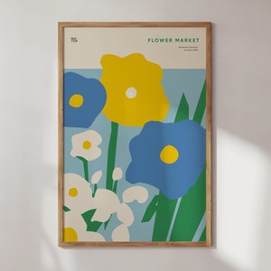 Impresión del mercado de flores, arte de pared botánico imprimible, descarga digital