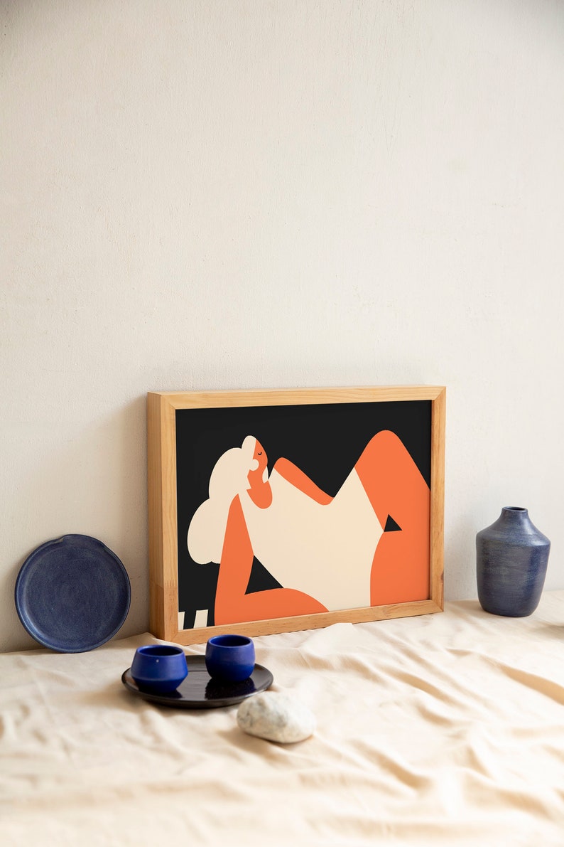 Abstract People Art, Mid Century Art, Minimalist Woman Silhouette Print, Living Room Wall Art, Wall Decor, Instant Download image 10