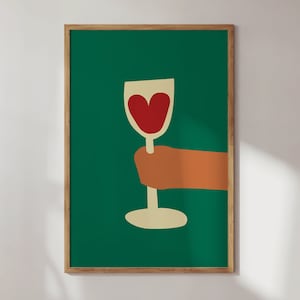 Wine Print as Red Wine Lover Gift, Printable Minimal Art, Home Bar Decor, Instant Download