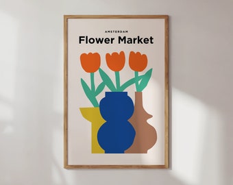 Flower Market Print, Flower Market Poster, Floral Poster, Botanical Wall Art, Amsterdam Wall Art, Printable Poster, Digital Download