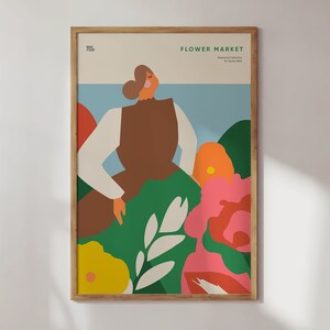 Impresión del mercado de flores, arte de pared botánico imprimible, descarga digital