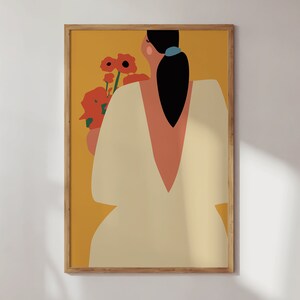 Abstrakte Frau Druck mit Blumen Frau Illustration druckbare Wandkunst