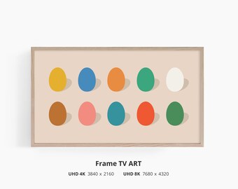 Samsung Tv Frame Easter Art, Spring Modern Design Frame Tv Art, Colourful Easter Eggs, Neutral Tv Frame Art, 4k 8K, Digital Instant Download