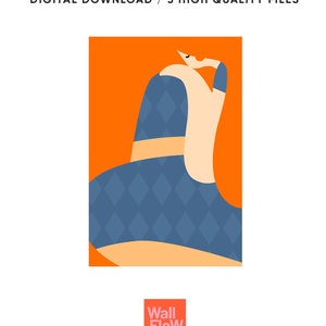 May include: Digital download graphic showing a stylized figure with a blue diamond pattern and a beige upper body, set against an orange background. The text "DIGITAL DOWNLOAD / 5 HIGH QUALITY FILES" is at the top. The Wall Flow logo is at the bottom.
