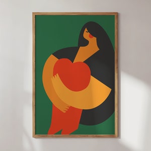 Abstrakte Frau Druck, Self Love, Self Hug, minimalistische Frau Silhouette Druck, bunte Wohnzimmer Wandkunst, Wand-Dekor, sofortiger Download