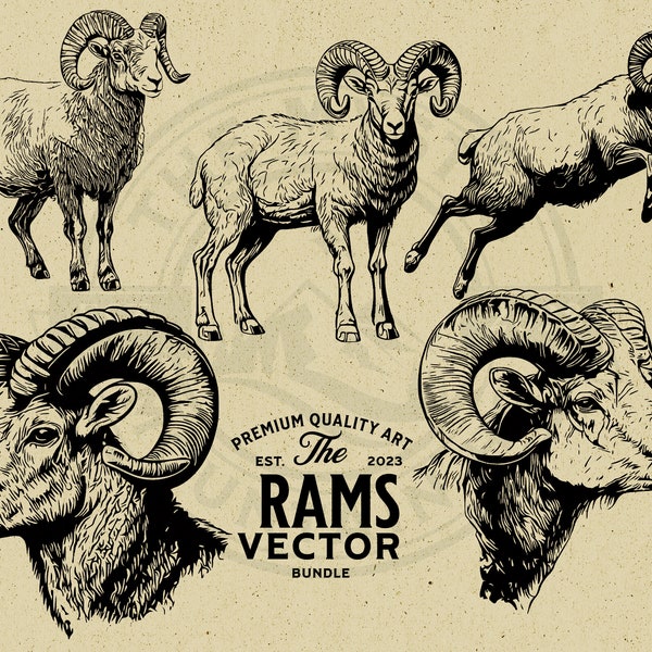 Ram Vector Animal Illustration Bundle, SVG, PNG, Instant Download Commercial Use, Print on Demand, Wall Art, Cricut, Clipart, Logo, Mugs