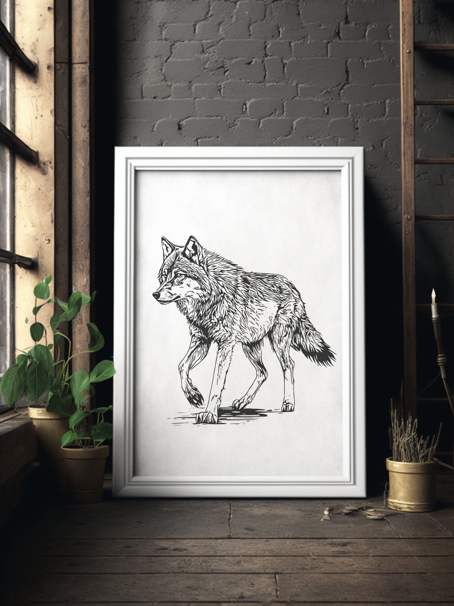 Rustic Wolf Rustic Wolf Vector Illustration Bundle, Vintage Design (PNG, SVG, EPS ...