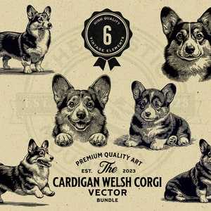 カーディガン ウェルシュ コーギー ペット犬、子犬、覗き見犬のデザイン バンドル、SVG、PNG、デジタル ダウンロード、クリカット、彫刻、商用利用クリップアート
