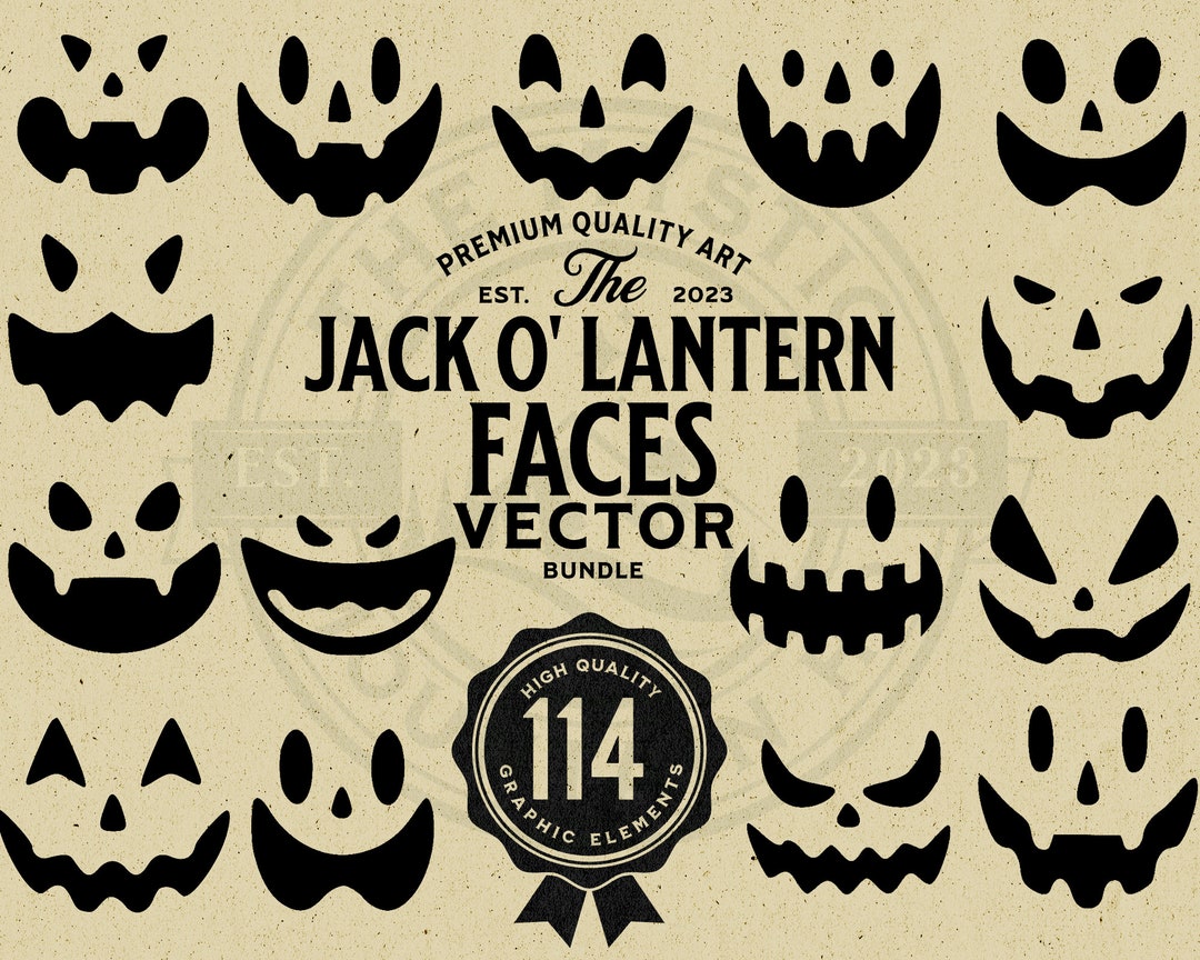 Jack O Lantern Faces Vector Graphic Bundle, Halloween PNG SVG EPS ...