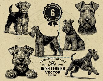 Irländsk terrier vektorgrafikpaket, valp och kikarhund (digital nedladdning)