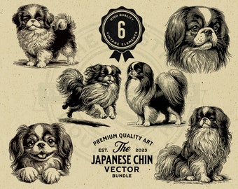 Japanese Chin Dog Vector Art, Puppy Peeking Design (Digital Download)