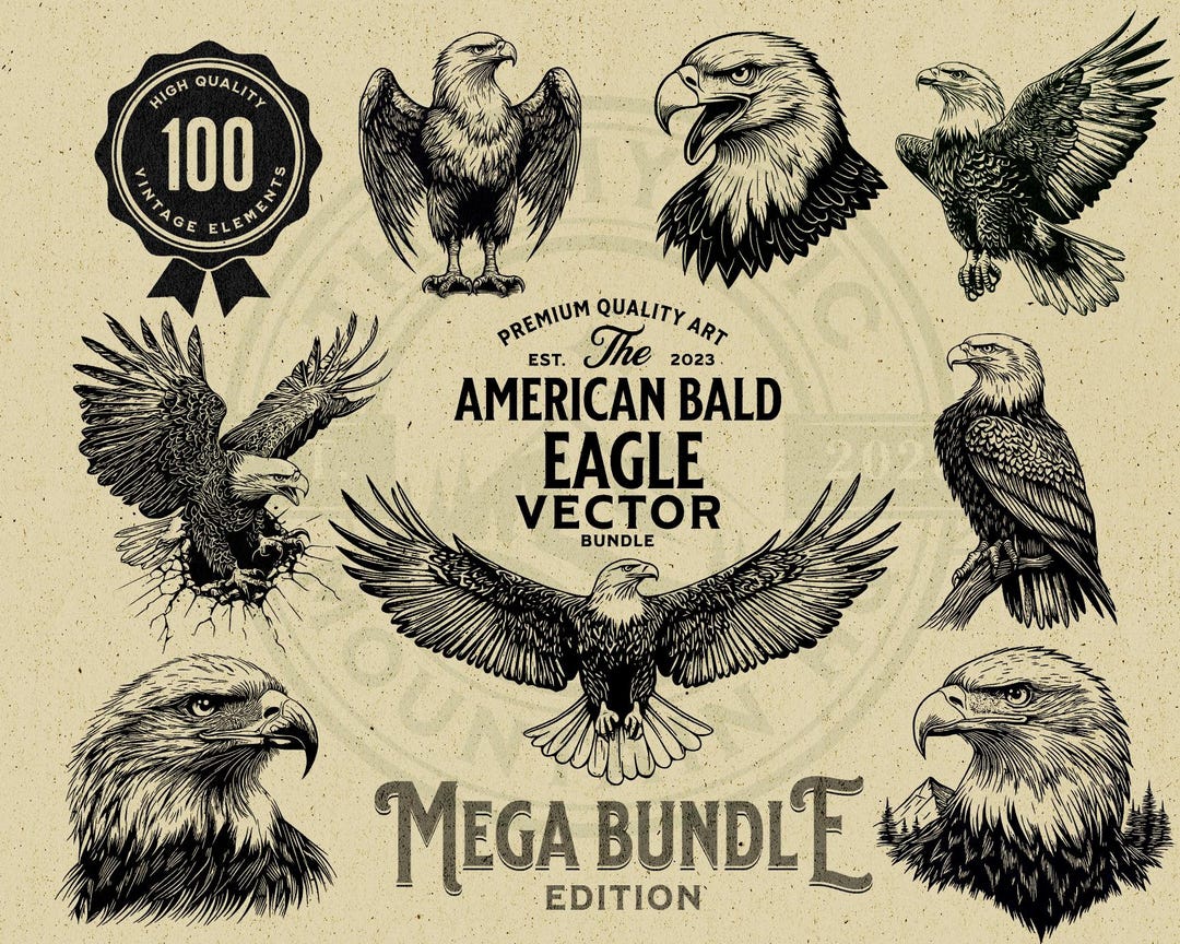 Rustieke Amerikaanse zeearend vectorillustratiebundel (PNG, SVG, EPS) -  Etsy België, image size:1080x864