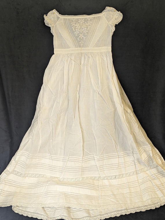 Vintage Christening Gown White 36" Baptism Lace - image 1