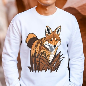 Coyote Sweatshirt, Coyote Walking in the Grass Sweatshirt for Outdoor Adventurers, Gift for Animal Lovers, Unisex Crewneck Sweatshirt