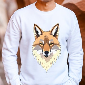 Majestic Coyote Sweatshirt, Coyote Portrait Graphic for Wildlife Enthusiasts, Gift for Coyote Lovers, Unisex Crewneck Sweatshirt
