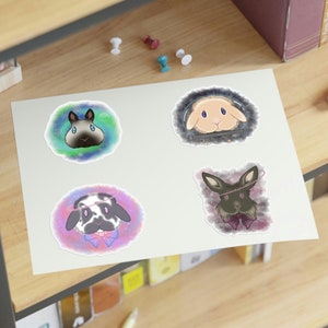 Cute Space Bunny Stickers, Rabbit Vinyl Water Resistant Stickers for Bunny Lovers, Space Enthusiasts