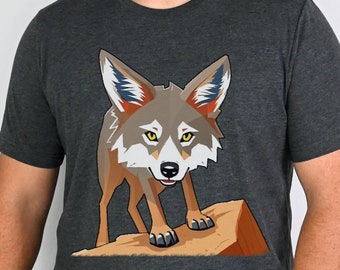Coyote Desert Rock Graphic T-Shirt, Unisex Animal Lover Tee