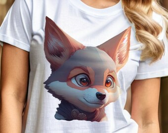 Wolf Shirt Cute Wolf Face Graphic T-Shirt Gift for Wolf Lover, Gift for animal Lover Unisex Jersey Short Sleeve Tee