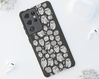 Owl Pattern Tough Phone Case, Dual Layer Protection