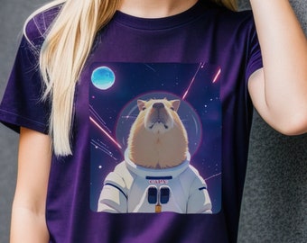 Camiseta gráfica de astronauta capibara, camiseta capibara cósmica