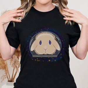 Bunny Shirt Astronaut Holland Lop Bunny in Space - Spring Gift for Rabbit Lover Gift for Space Enthusiast | Unisex Jersey Short Sleeve Tee