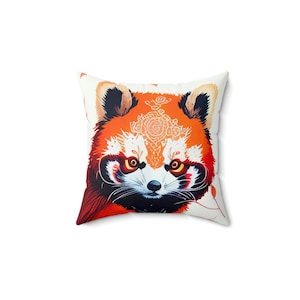 Red Panda Pillow, Gift for Red Panda Lover, Home Décor Gift, Spun Polyester Square Pillow