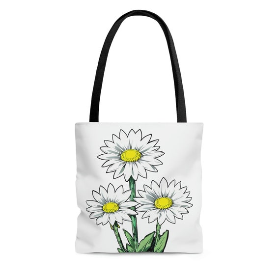 Japanese Art Floral Tote Bag, April Daisy, Anime Style