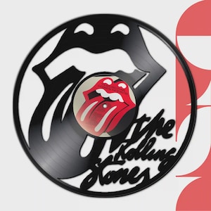 ROLLING STONES - Uhr aus echter Vinyl-Schallplatte mit individualisierbarem Aufkleber