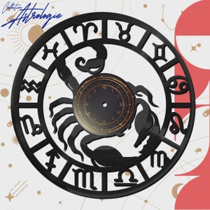 SKORPION - KOLEKCJA ASTRO - Zegar wykonany z prawdziwej płyty winylowej z personalizowaną naklejką