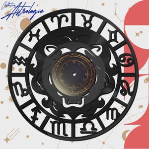 LION - ASTRO COLLECTIE - Klok gemaakt van echte vinylplaat gesneden met aanpasbare sticker