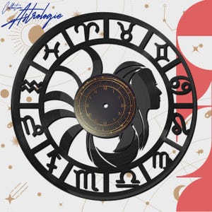 VIRGO - KOLEKCJA ASTRO - Zegar wykonany z prawdziwej płyty winylowej z personalizowaną naklejką