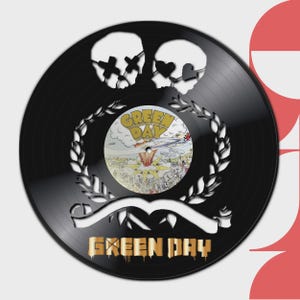 GREEN DAY - Reloj fabricado con disco de vinilo auténtico cortado con pegatina personalizable