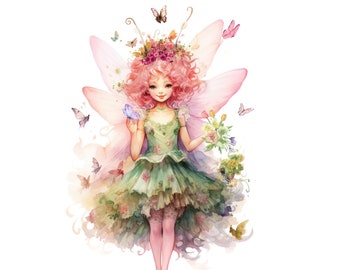 Fairy Clipart, Magical Watercolor Clipart, Fairy Tale Garden Clipart, Fairy Clip Art, Forest Fairies, Fairies PNG, Digital Download