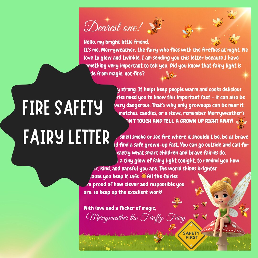 Fire Safety Fairy Letter for Kids, Printable Fairy Letter PDF, Child ...