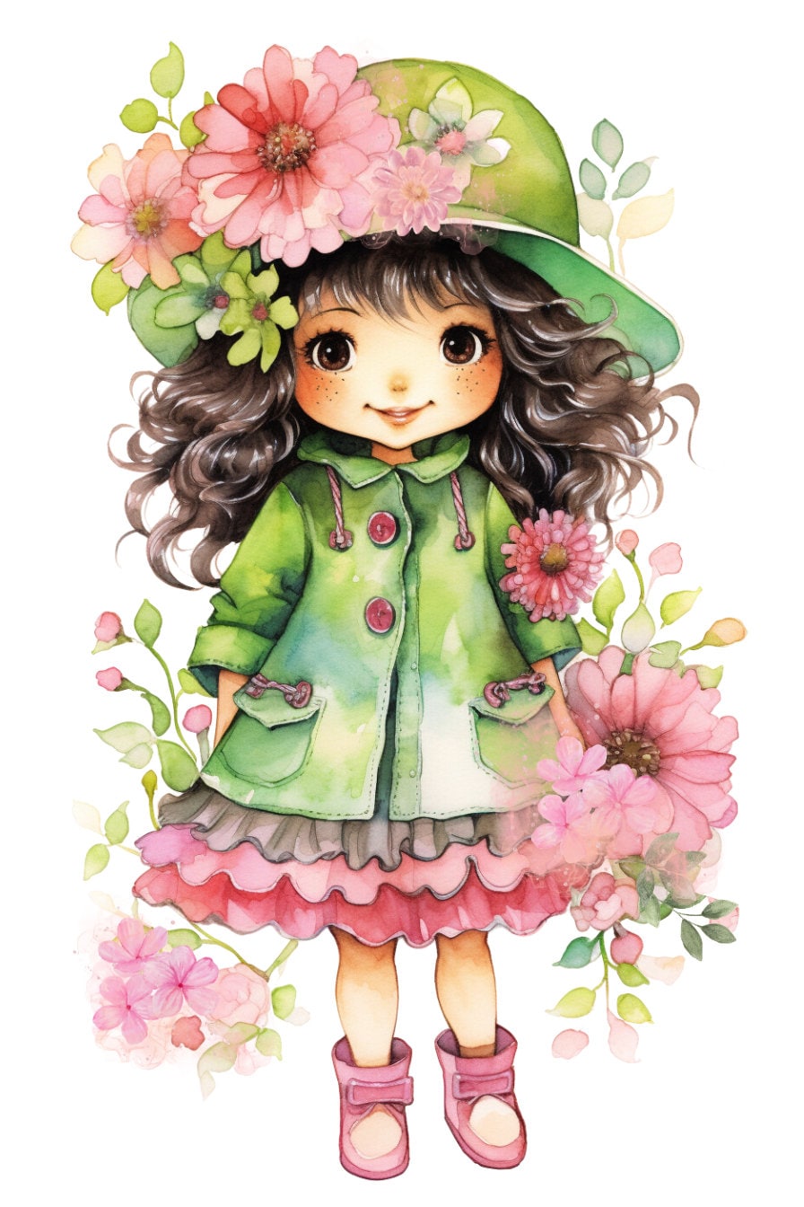 Little Girl Clip Art, Girl Clip Art, Girls Clip Art, Cute Flower Girl