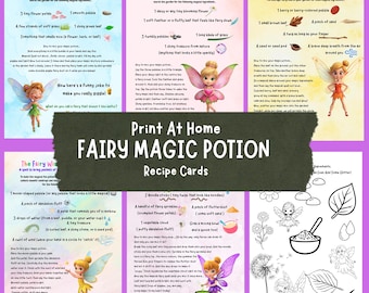 Printable Fairy Potion Recipe Cards, Kids' Mud Kitchen Activity, Instant Digital Download Printable PDF Bundle