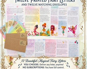 12 Printed Personalized Fairy Letters & 12 Matching Envelopes Delivered to Your Door | Magical Fairy Mail Set for Kids | Empowering Messages
